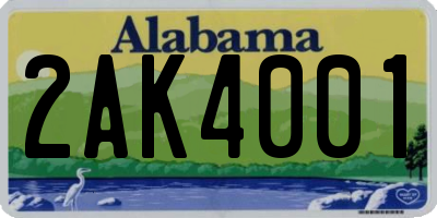 AL license plate 2AK4001