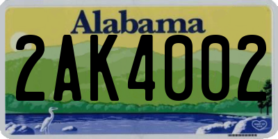 AL license plate 2AK4002