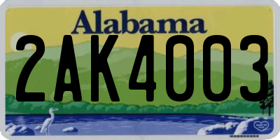 AL license plate 2AK4003