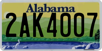 AL license plate 2AK4007