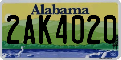 AL license plate 2AK4020