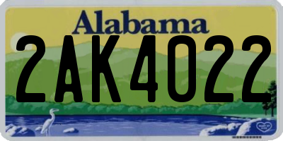 AL license plate 2AK4022