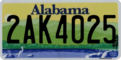 AL license plate 2AK4025
