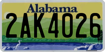 AL license plate 2AK4026