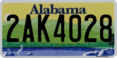 AL license plate 2AK4028