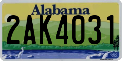 AL license plate 2AK4031