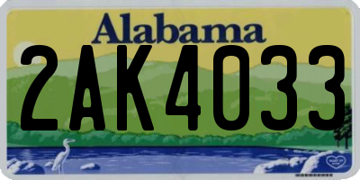 AL license plate 2AK4033