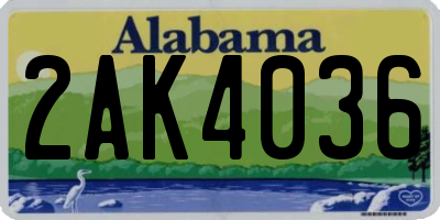 AL license plate 2AK4036