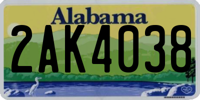 AL license plate 2AK4038