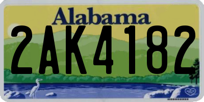 AL license plate 2AK4182