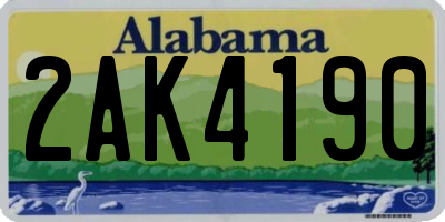 AL license plate 2AK4190