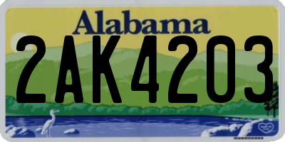 AL license plate 2AK4203