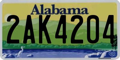 AL license plate 2AK4204