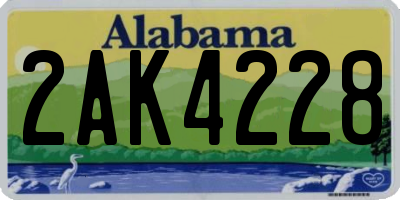 AL license plate 2AK4228