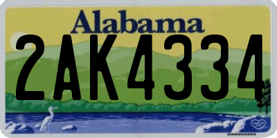 AL license plate 2AK4334
