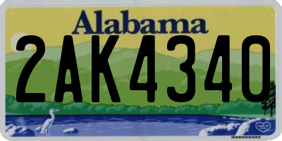 AL license plate 2AK4340