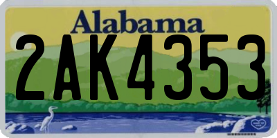 AL license plate 2AK4353