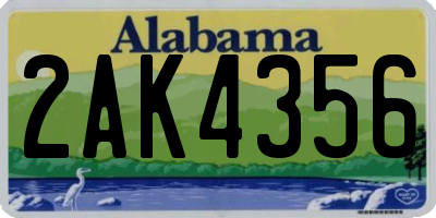AL license plate 2AK4356