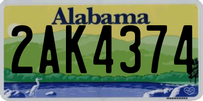 AL license plate 2AK4374