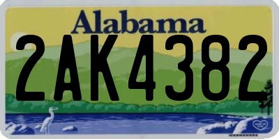 AL license plate 2AK4382