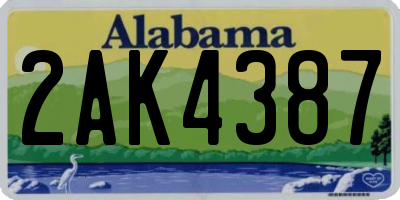 AL license plate 2AK4387