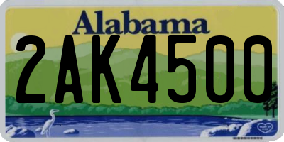 AL license plate 2AK4500
