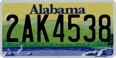 AL license plate 2AK4538