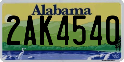AL license plate 2AK4540