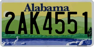 AL license plate 2AK4551