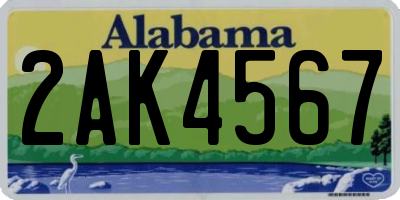 AL license plate 2AK4567