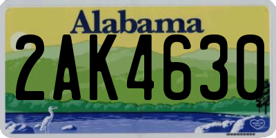 AL license plate 2AK4630