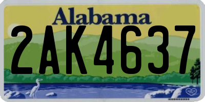 AL license plate 2AK4637