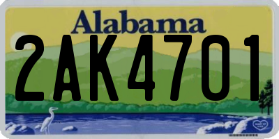 AL license plate 2AK4701