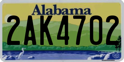 AL license plate 2AK4702