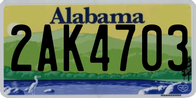 AL license plate 2AK4703