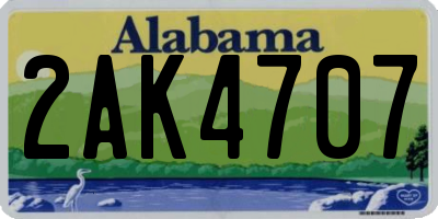 AL license plate 2AK4707