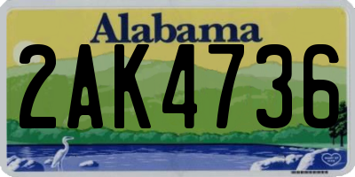AL license plate 2AK4736