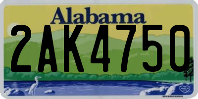 AL license plate 2AK4750