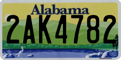 AL license plate 2AK4782