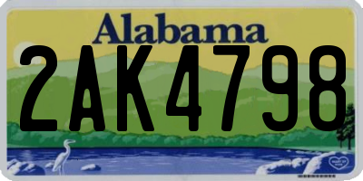 AL license plate 2AK4798