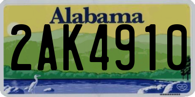 AL license plate 2AK4910