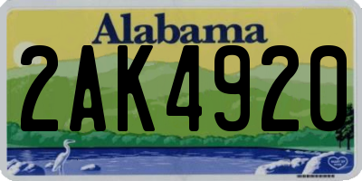 AL license plate 2AK4920