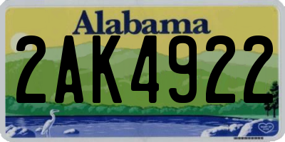 AL license plate 2AK4922