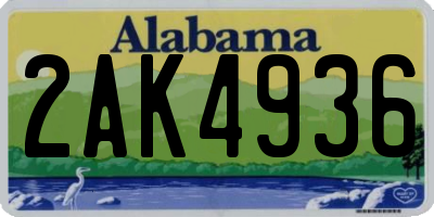 AL license plate 2AK4936