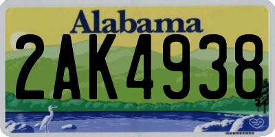 AL license plate 2AK4938