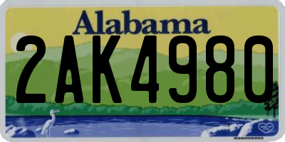 AL license plate 2AK4980