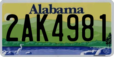 AL license plate 2AK4981