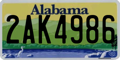 AL license plate 2AK4986