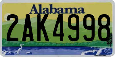 AL license plate 2AK4998