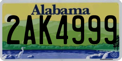 AL license plate 2AK4999